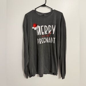 Comfort Colors “Merry and Pregnant” Long Sleeve Tee